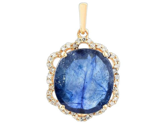 Anonyme Saphir stone pendant with diamonds Blue
