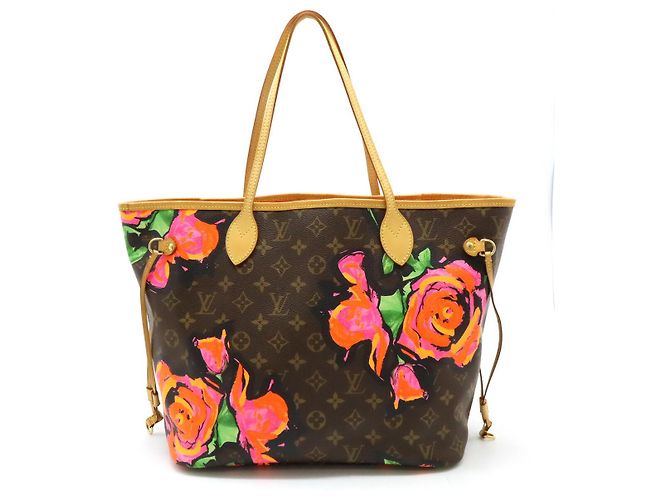 Neverfull Borsa Tote Louis Vuitton Monogram Roses Marrone Multicolore