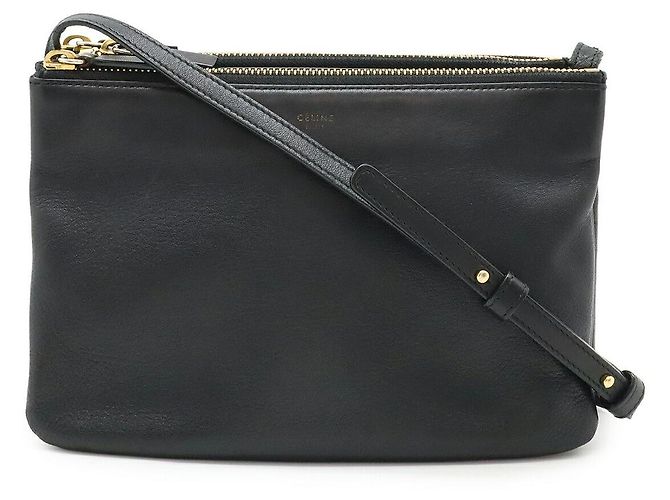 Céline Bolso de Hombro de Cuero Trio de Celine Negro