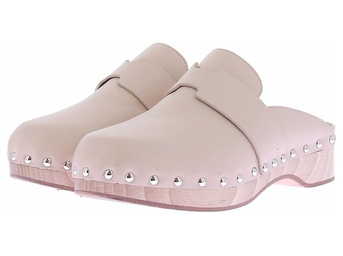 Hermès Clogs "Calya" beige aus Leder