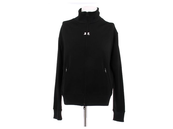 Courreges Black Cotton Zip Up Sweatshirt XXL