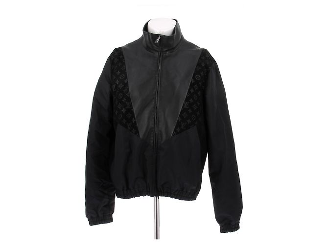 Louis Vuitton Schwarze monogrammierte Lederjacke