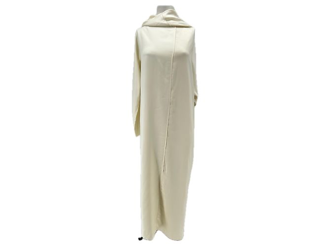 Massimo Dutti Langes cremefarbenes Satin-Kleid Beige
