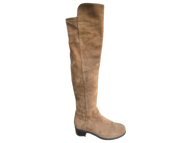 Botas Stuart Weitzman Marrom Claro Camurça Castanho claro