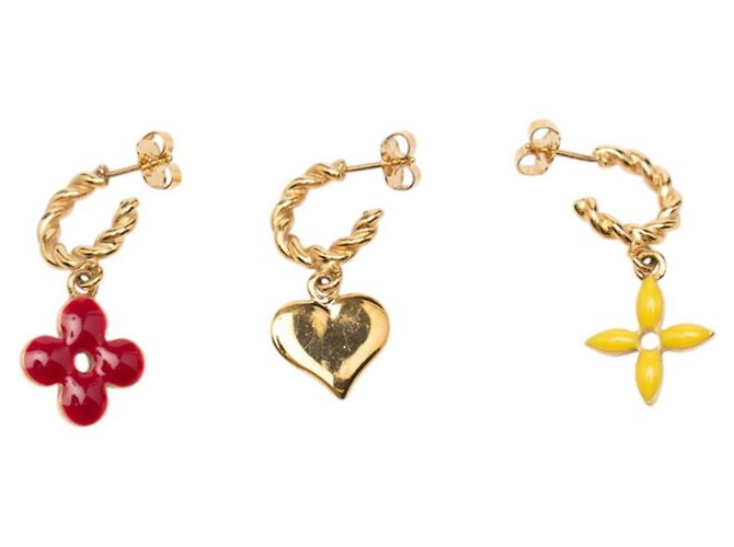 Set di Orecchini Louis Vuitton Sweet Monogram Rosso D'oro Giallo