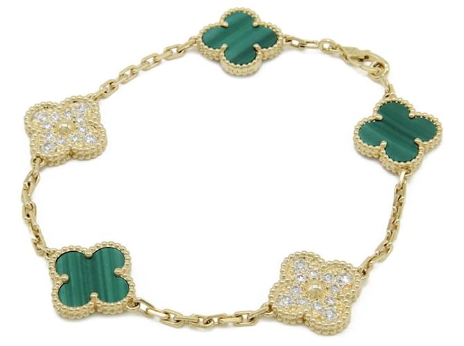 Van Cleef & Arpels Alhambra Charm Bracelet Green Yellow 