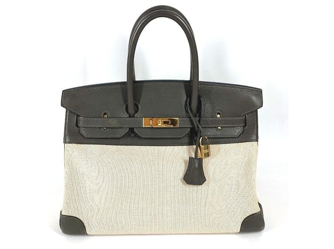 Hermès Bolsa Tote HERMES Birkin 35 Marrom Bege Caqui