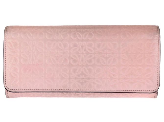 Cartera larga de cuero rosa Loewe Anagram