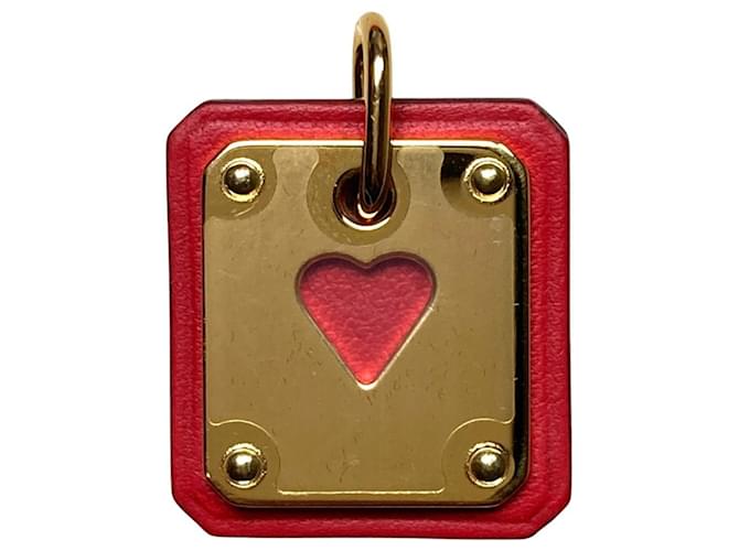 Hermès HERMES Pendentif As de Coeur PM Motif Cœur Rouge Doré 