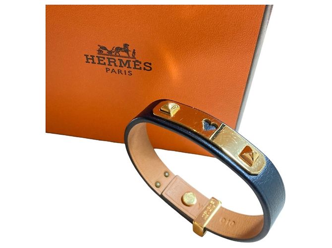 Hermès Hermes Navy Swift Leather Charm Bracelet Navy blue