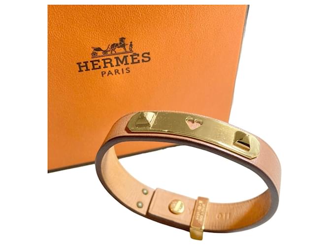 Hermès Hermes As de Coeur Heart Motif Charm Bracelet Brown 