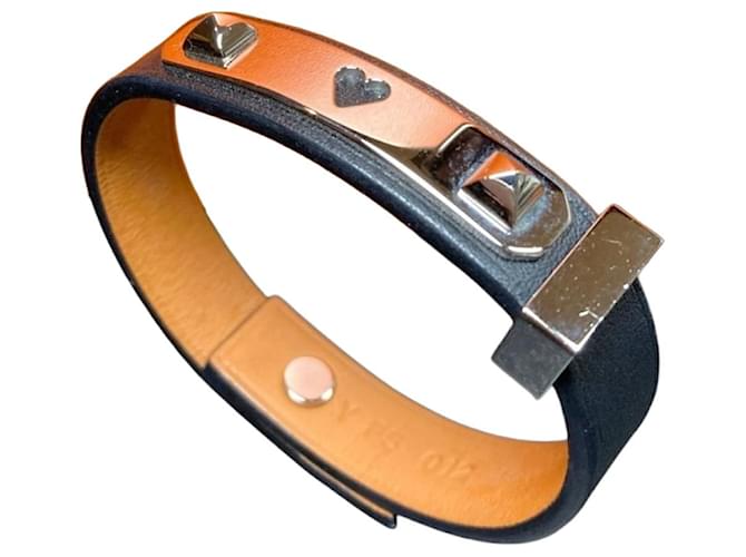 Hermès Hermes As de Coeur Heart Motif Charm Bracelet Navy blue 