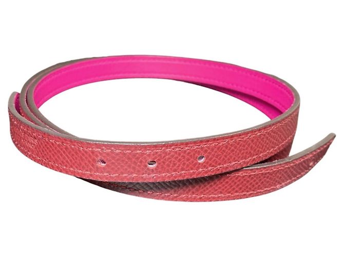 Cinturón estrecho reversible Hermès Rosa Burdeos 