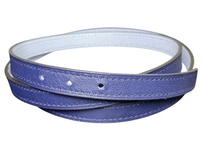 Hermès HERMES Reversible Narrow Belt White Navy blue