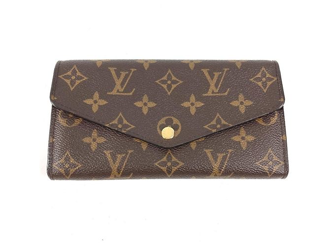 Cartera Larga Bi-fold Sarah Monograma Louis Vuitton Castaño Roja