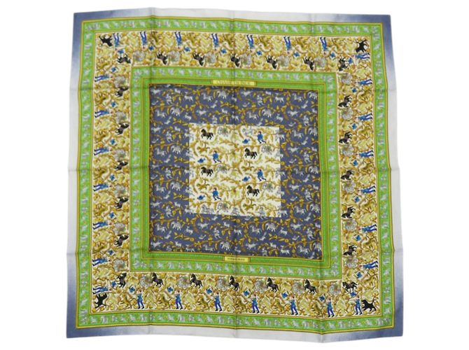 Silk In Bufanda de seda Hermès Carre 90 CHASSE EN INDE Verde