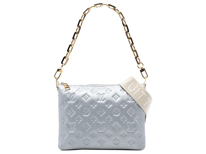 Coussin PM em couro de cordeiro acolchoado prateado com monograma Louis Vuitton Prata