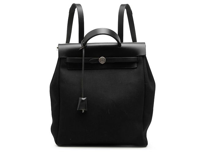 Hermès Black Toile Herbag GM Backpack