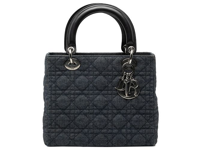Dior Bleu Medium Denim Cannage Lady Dior