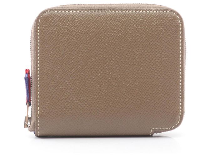 Hermès Hermes Azap Compact Silk Round Wallet Brown Taupe