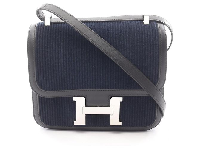 Bolsa de Ombro Constance 3 24 da Hermès Preto Azul Azul marinho