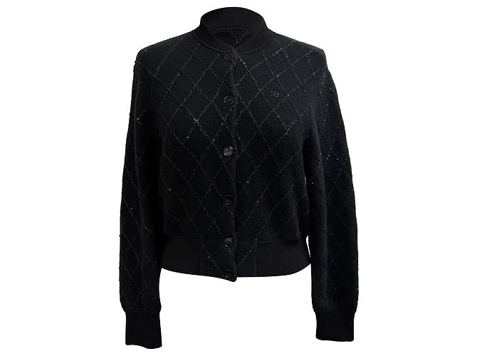 Sandro Cabaret Strickjacke aus schwarzer Wolle 