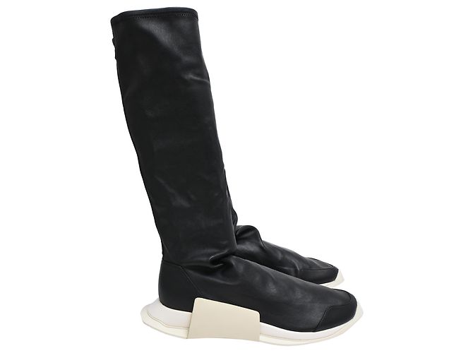 Botas Level Sock Runner Rick Owens x Adidas em Couro Preto