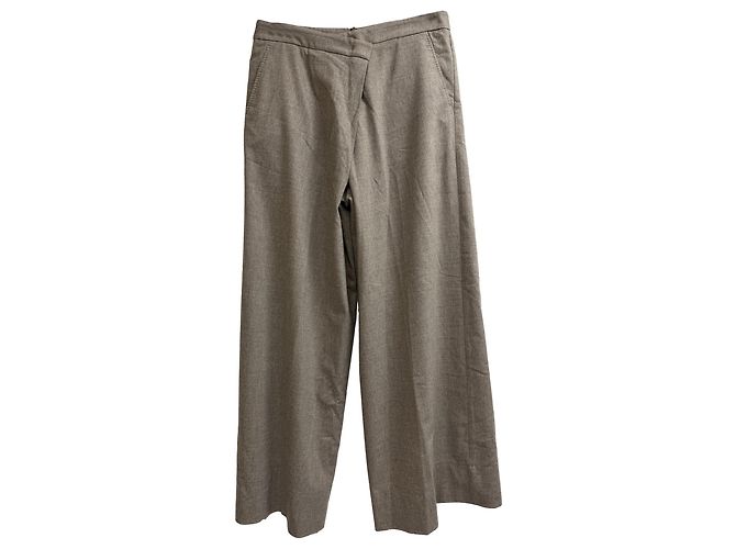 Max Mara Straight Leg Pants in Grey Virgin Wool