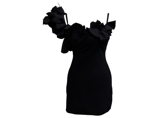 Abito Mini Ruffle Duna Le Raphia di Jacquemus in Lana Nera Nero