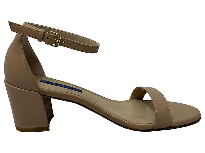 Sandálias de bloco Nudist de Stuart Weitzman em couro bege Marrom Carne