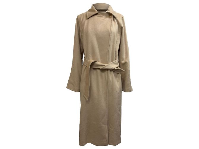Max Mara Riccio Gürtelmantel aus beigem Kamelhaar