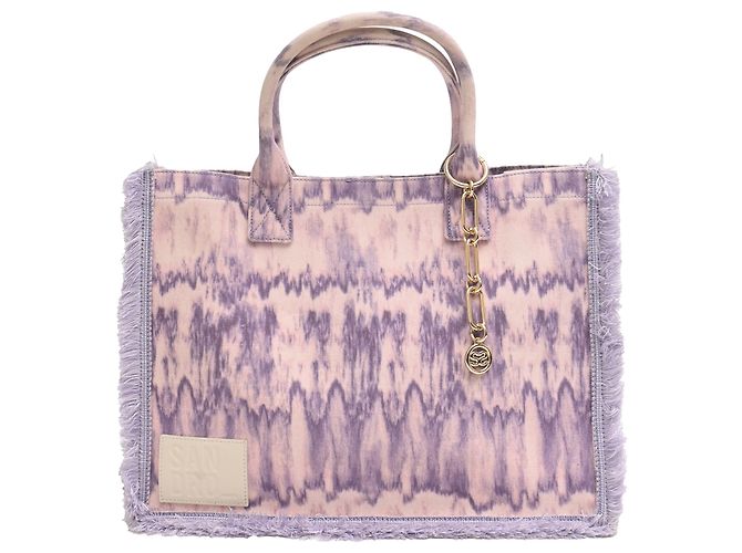 Bolsa tote tie-dye Sandro Kasba em lona de algodão roxa Roxo