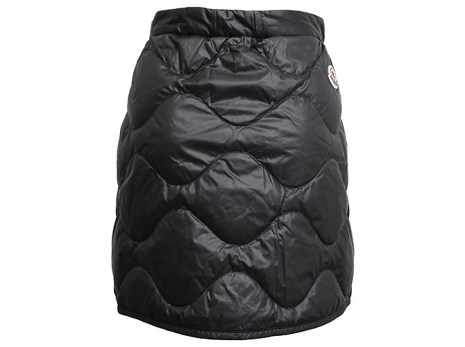 Moncler Quilted Down Mini Skirt in Black Polyamide
