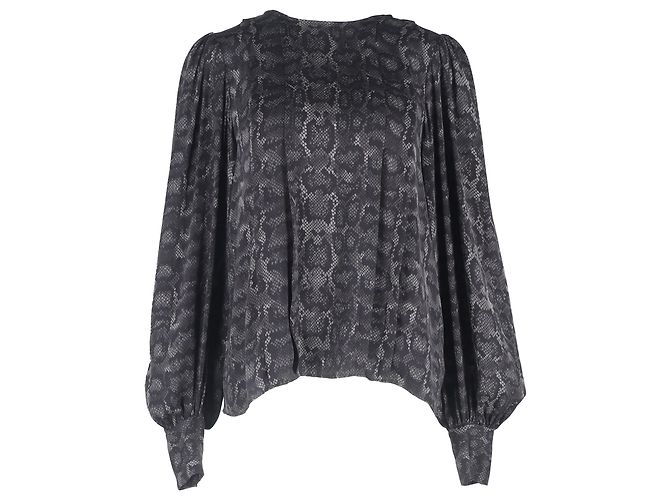 Blusa in seta grigia con stampa pitone Anine Bing Renee Grigio