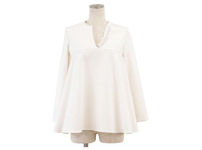 Autre Marque YOKO CHAN Strickmischbluse Weiß