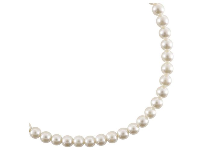 Autre Marque Colar de prata com pérolas Branco