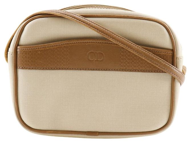 Bolsa de Ombro em PVC com Logo CD Dior Bege