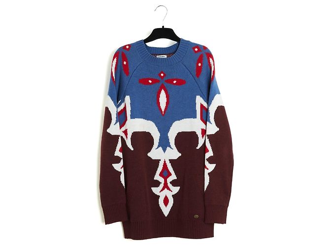 Chanel 2014 Kaschmirpullover FR42 Dallas Pre Fall Maxi Sweater UK14 US10 Mehrfarben