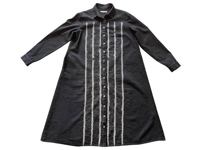 Autre Marque Suzusan black graphite and beige wool dress Size M Dark grey