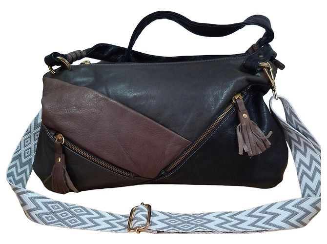 Autre Marque Bolsa de mão em couro Gianni Conti Marrom Preto