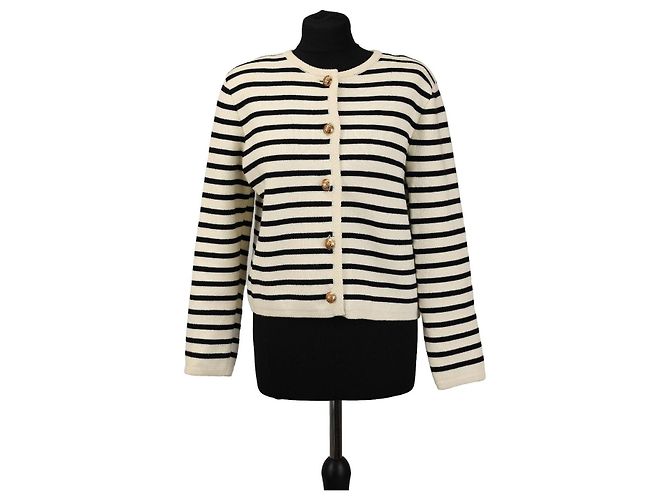 Autre Marque Cardigan rayado Sienna M-KAE blanco de algodón