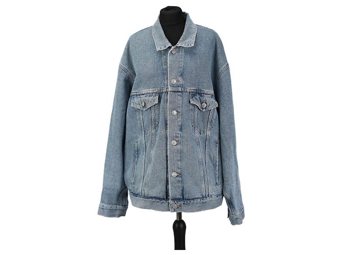 Balenciaga Jeansjacke Trucker Oversize blau Baumwolle