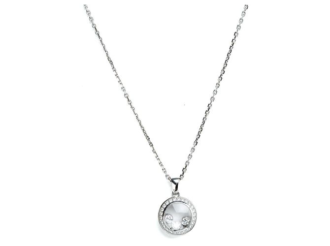 Collar Péndulo Chopard Happy Diamonds Icons en Oro Blanco Plata