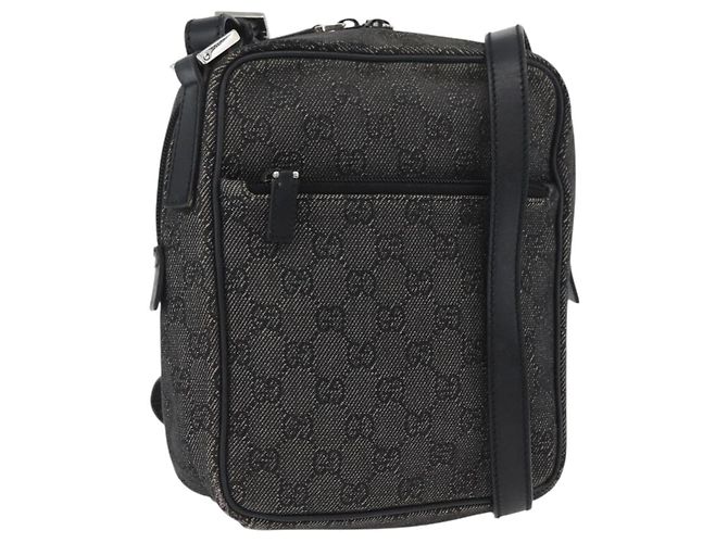 Borsa a Spalla GG Canvas Gucci Nera Argento 03136 Auth 174538 Nero