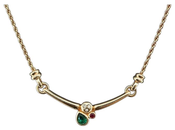 Collar Christian Dior metal dorado Auth BA11471A