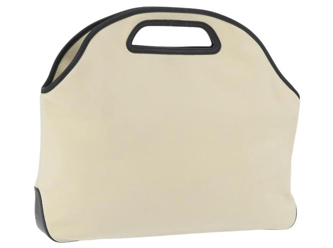 Bolsa de Mão LOEWE em Lona Couro Bege Dourado Auth 174611