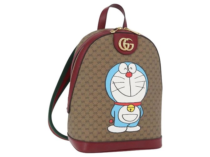 Gucci Mochila Doraemon Micro GG Supreme em PVC bege e dourado 647816 Auth LNZ825SAM