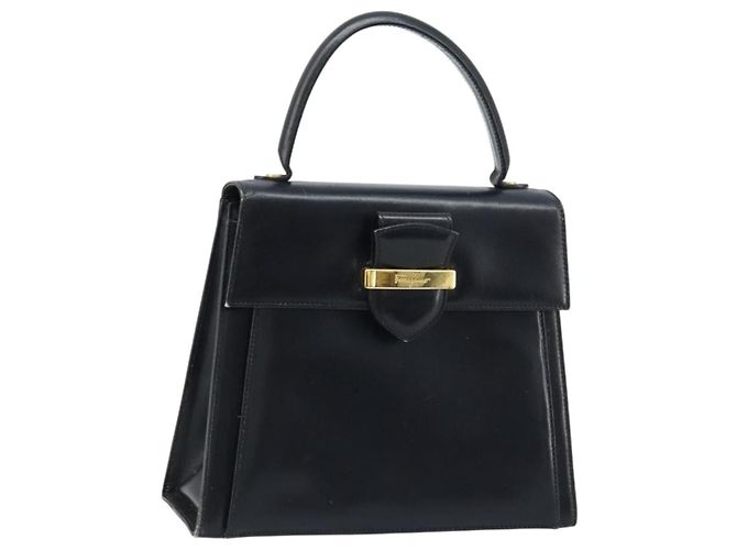 Borsa a mano Salvatore Ferragamo in pelle nera e oro Auth 173690 Nero D'oro