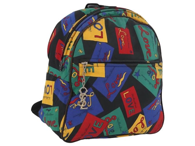 SAINT LAURENT Backpack Nylon Multicolor Gold Auth bs31764 Multiple colors Golden