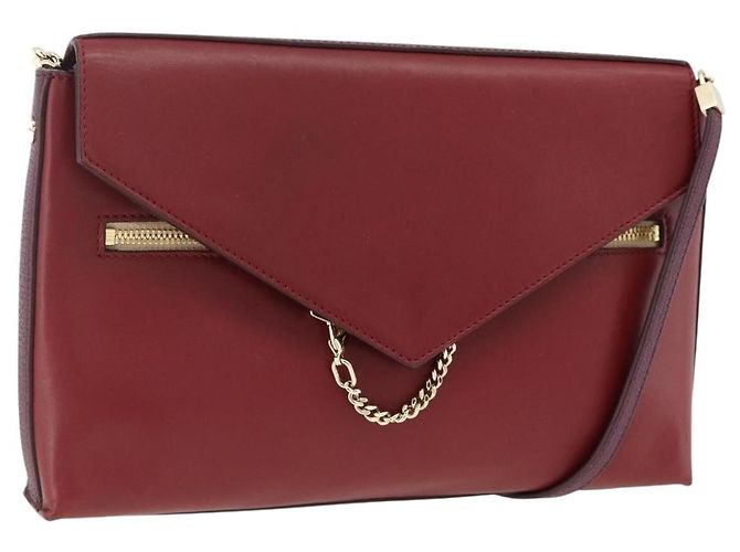Chloé Bolsa de ombro em couro Chloe com corrente vermelha e dourada Auth ka3046A Vermelho Dourado